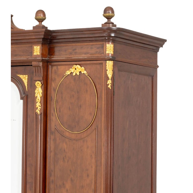 Brown Louis XVI Style Ormolu Mounted Walnut Armoire For Sale - Image 8 of 10