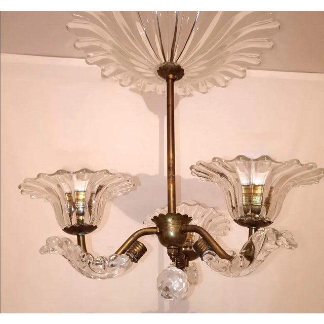 Vintage Cristallo Collection Murano Glass Ceiling Light from Barovier & Toso, 1930s For Sale - Image 3 of 13