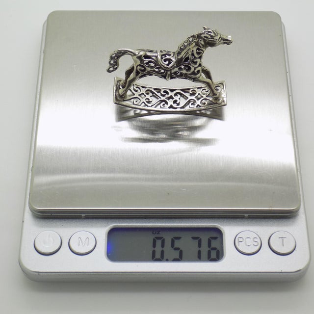Silver Vintage Italian Handmade Genuine Silver Rocking Toy Horse Figurine Miniature, Made in Tuscany (Italy) For Sale - Image 8 of 9
