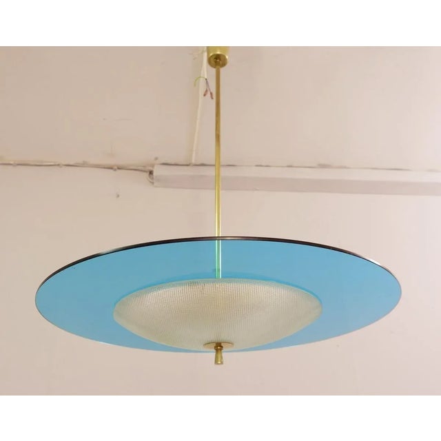 Glass Saucer Shaped Chandelier in the Style Fontana Arte, Italy, 1960s For Sale - Image 7 of 10
