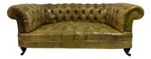 Antique Chesterfield Sofa in Patinated Leather, 1890s