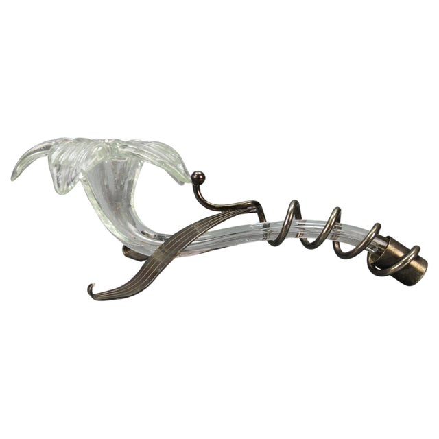 Mid-Century Italian Clear Murano Glass and Metal Vase, 1970s For Sale - Image 17 of 17