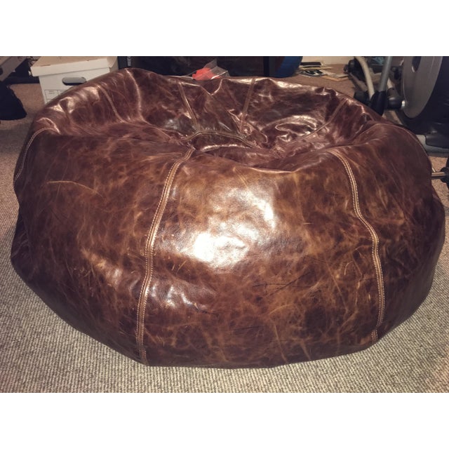 Restoration Hardware Leather Bean Bag Chair Chairish
