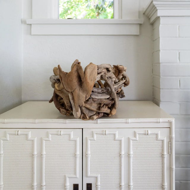 Folk Art Oversized Driftwood Boat Sculpture or Basket For Sale - Image 9 of 13