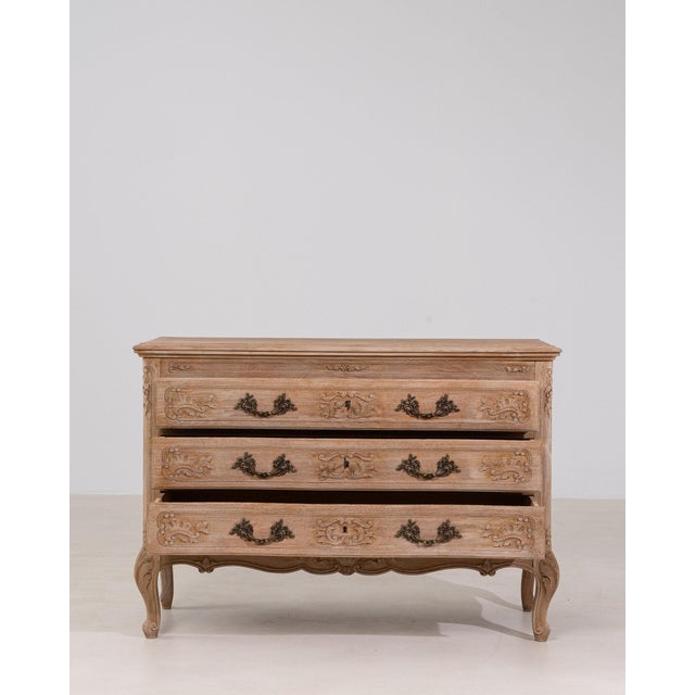 Wood Mid 20th Century France Louis XV Antique White Wood Chests of Drawers For Sale - Image 7 of 11