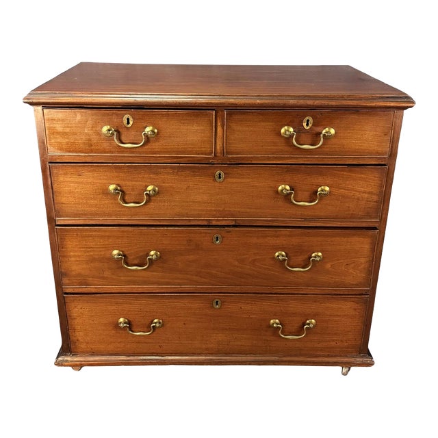 18th Century Solid Mahogany 5-Drawer Chest For Sale