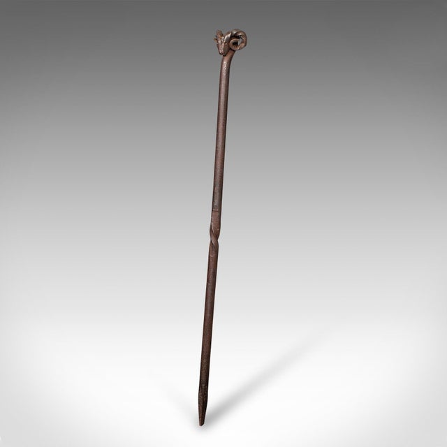 Traditional Antique Ram's Head Fire Poker, English Wrought Iron, Aries, Fireplace, Edwardian For Sale - Image 3 of 10