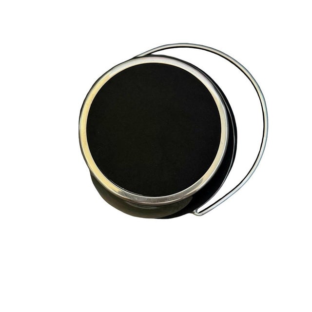 Vintage Mid-Century Modern Black & Silver Ice Bucket Lid, Handle For Sale - Image 4 of 5