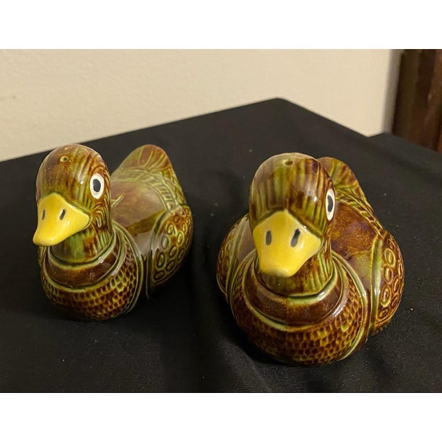 1970s 1970s Handmade Ceramic Duck Salt & Pepper Shakers – Signed Folk Art Studio Pottery For Sale - Image 5 of 8