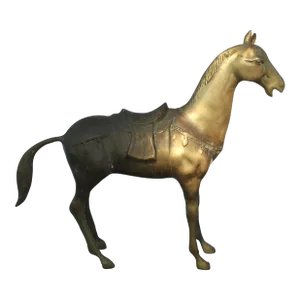 1960s Extra Large Brass Horse With Saddle