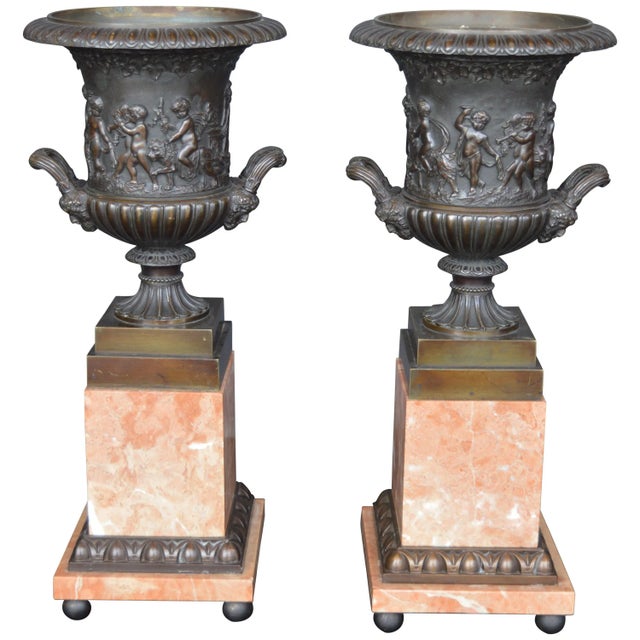 French Bronze and Marble Vases For Sale - Image 10 of 10