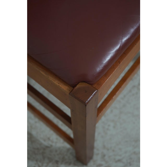 Set of 6 Mission Style Leather Seat Dining Chairs For Sale - Image 17 of 18