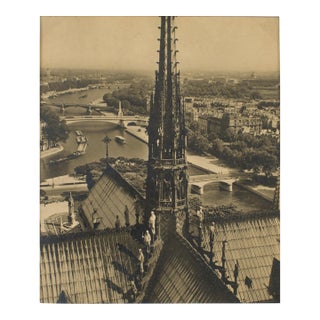Notre Dame Cathedral in Paris, Black and White Original Photography Postcard, Circa 1950 by Albert Monier For Sale