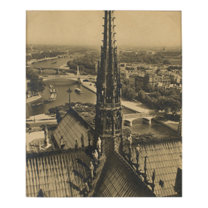 Notre Dame Cathedral in Paris, Black and White Original Photography Postcard, Circa 1950 by Albert Monier