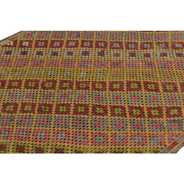 1950s Vintage Cecim Kilim in Multicolor Tribal Pattern For Sale - Image 5 of 7
