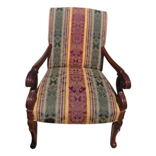 1990s Hickory Chair Co. Armchair Gainsborough Regency Bergere Lounge Louis XV Mahogany For Sale