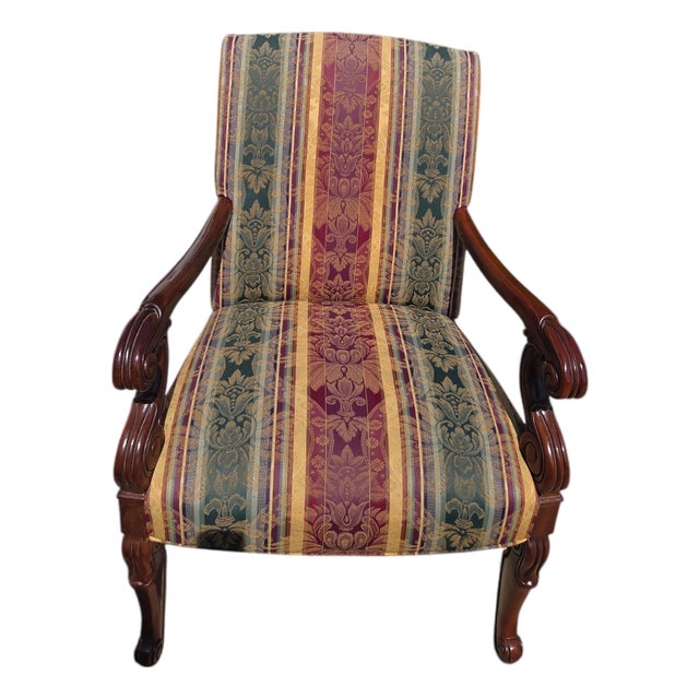 1990s Hickory Chair Co. Armchair Gainsborough Regency Bergere Lounge Louis XV Mahogany For Sale