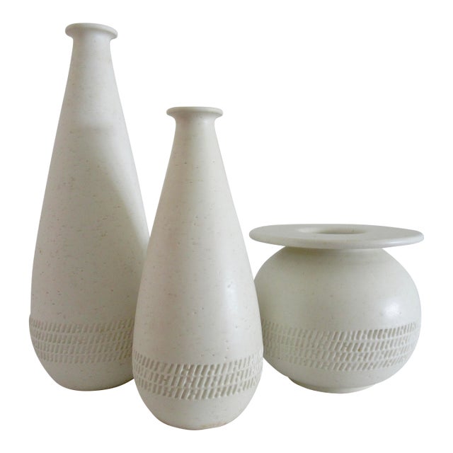 C2000 Hermes Organic "Amusing Style Selections, Coll." Matte-Glazed Ceramic, Trio of Vessel/Vases -3 Pieces For Sale