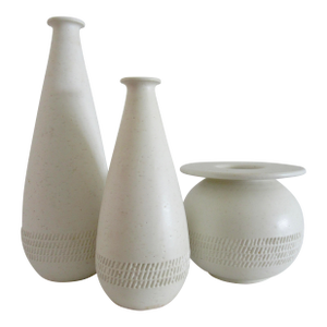 C2000 Hermes Organic "Amusing Style Selections, Coll." Matte-Glazed Ceramic, Trio of Vessel/Vases -3 Pieces