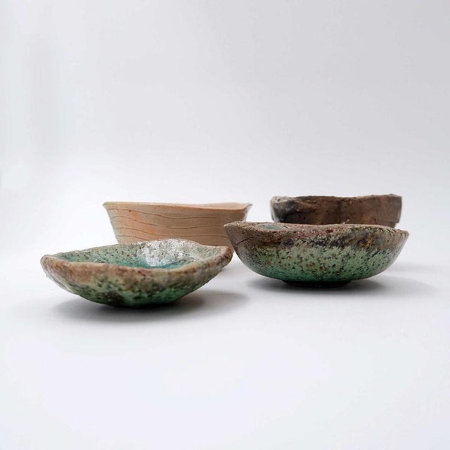 Green Decorative Ceramics by N. Lebrun for Fond d'Atelier, Belgium, 1970s, Set of 6 For Sale - Image 3 of 13