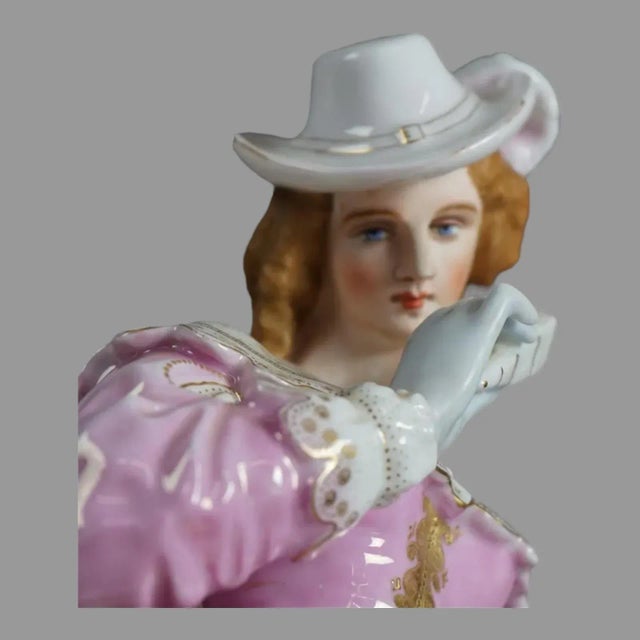 White Antique Pair of French Porcelain Figural Statues & Plinths by G. R. Brevet, Circa 1880 For Sale - Image 8 of 12