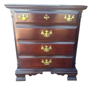 Solid Cherry Wood Chippendale Small Chest of Drawers 28 W 17 D 31 H - Made in South Carolina by Sumter Cabinet Company in 1994