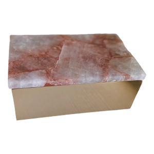 Red Hematoid Quartz Rectangular Decorative Brass Box