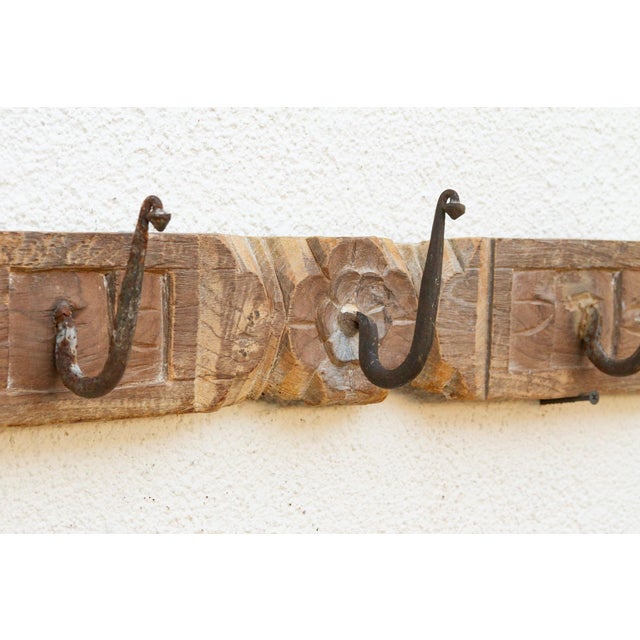 Early 18th Century Carved Lotus Flower Wall Hook For Sale - Image 5 of 7