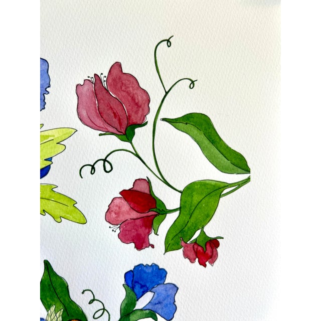 2020s Giclee Print “Sweet Peas” Watercolor Painting For Sale - Image 5 of 6