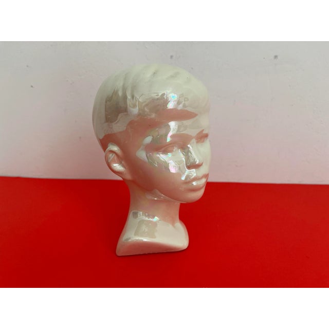 1970s Opalescent Ceramic Boy Bust, C1970 For Sale - Image 5 of 12