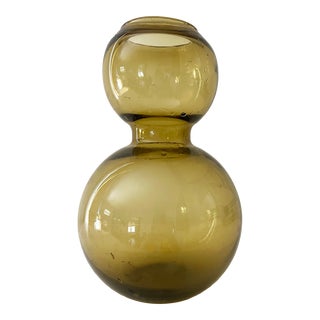 Mid-Century Modern Avocado Green Blown Glass Vase For Sale