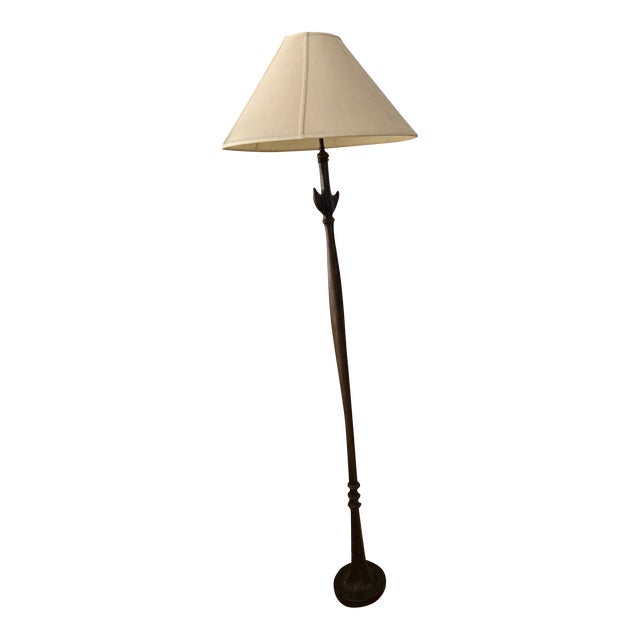 Ironies Floor Lamp With Off White Linen Shade For Sale