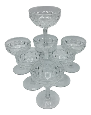Fostoria American Clear Champagne or Tall Sherbet Pressed Glasses - Set of 7