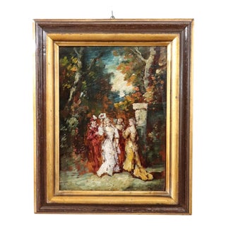 Adolphe Joseph Thomas Monticelli, Gallant Scene, 19th Century, Oil on Board, Framed For Sale