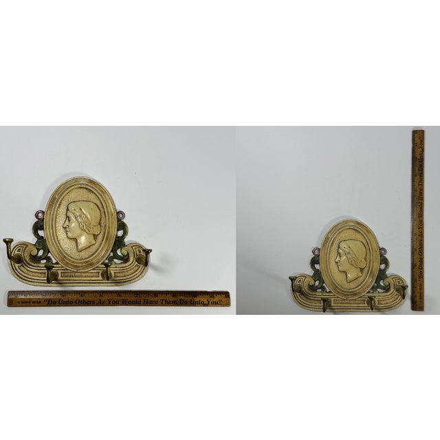 Early 20th Century Art Nouveau Cast Iron Tie Rack: Judd Woman Profile Key Holder For Sale - Image 10 of 10