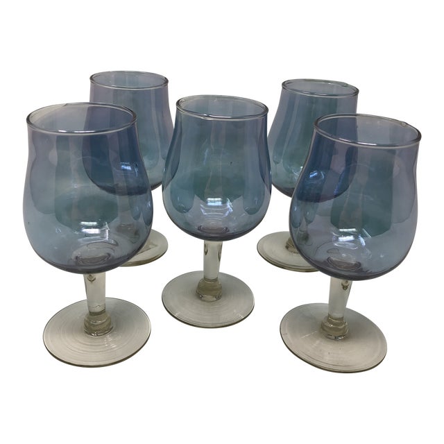Vintage Iridescent Blue Cordial Glasses Set of 5 Chairish