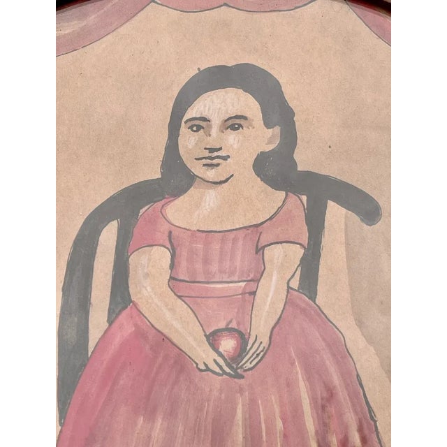 Original Signed Antonio Romano watercolor. portrait of a girl with Apple. These rarely come to market. Acquired by us...