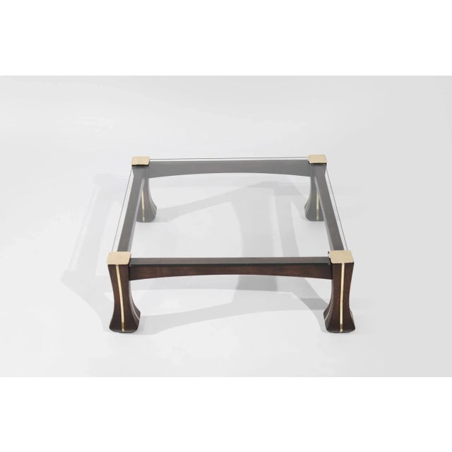 Luciano Frigerio Mahogany and Brass "Ussaro" Coffee Table, C. 1970s For Sale - Image 4 of 11