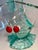 Mid-Century Modern Vintage Loetz Control Bubbles Uranium Glass Basket With Applied Cherries For Sale - Image 3 of 9