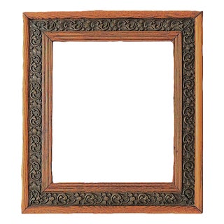 Antique Oak Picture Frame Wood & Gesso Fits 13 3/4" X 11 3/4" Rabbet Opening For Sale
