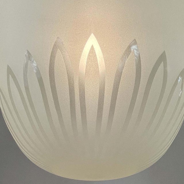 Frosted Glass and Brass Pendant by Hans Bergström for Asea, Sweden 1950s For Sale - Image 12 of 18