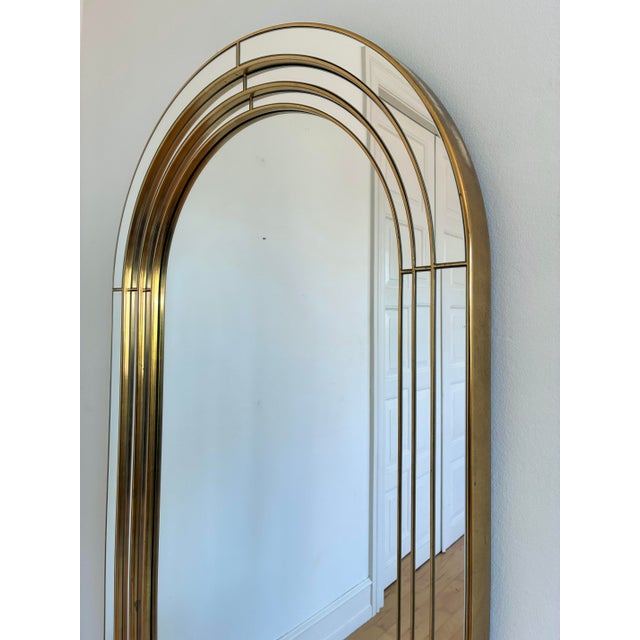 Large Vintage Deknudt Arched Beveled Panel Mirror – Gold, Belgium, 1980s For Sale - Image 4 of 12