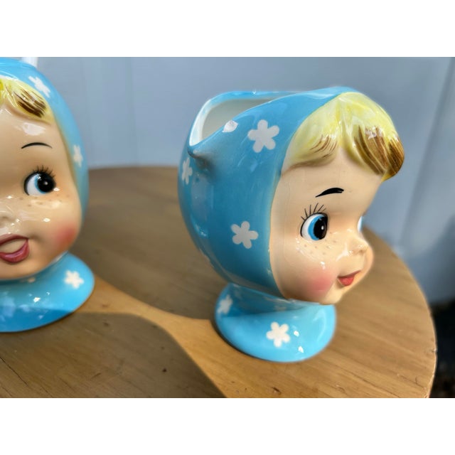 Mid 20th Century Mid 20th Century Napco “Miss Cutie Pie” Sugar Bowl and Creamer Set For Sale - Image 5 of 12