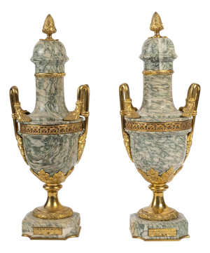 Napoleon III Marble and Gilt Bronze Cassolettes, Set of 2