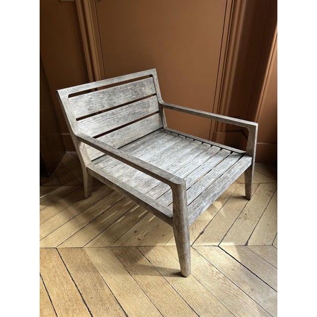 Wood Teak Garden Lounge Chair with Cushions from Restoration Hardware, 2010s For Sale - Image 7 of 11