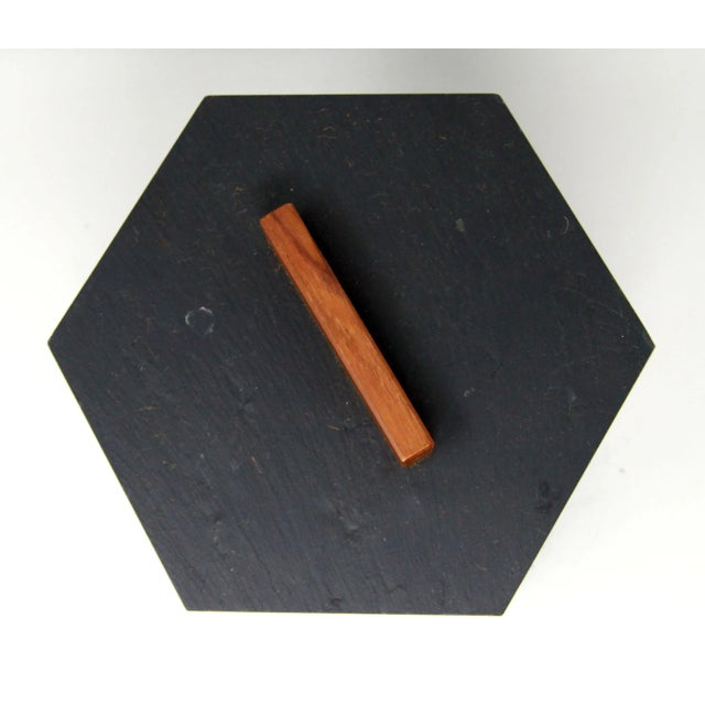 Black Mid Century Modern Harpswell House Walnut & Slate Hexagonal Ice Bucket For Sale - Image 8 of 11