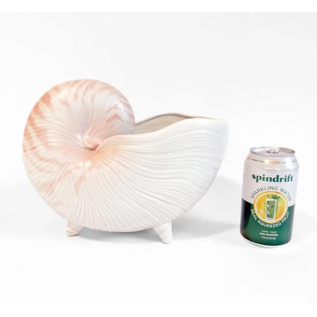 Fitz and Floyd Vintage Fitz & Floyd Pink Footed Nautilus Shell Planter 10" For Sale - Image 4 of 8