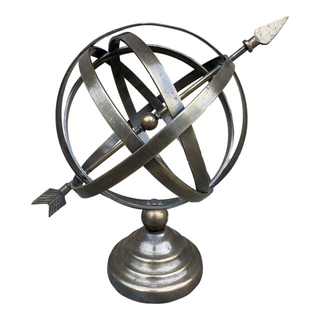 Vintage French Country Brass Garden Armillary Sundial For Sale