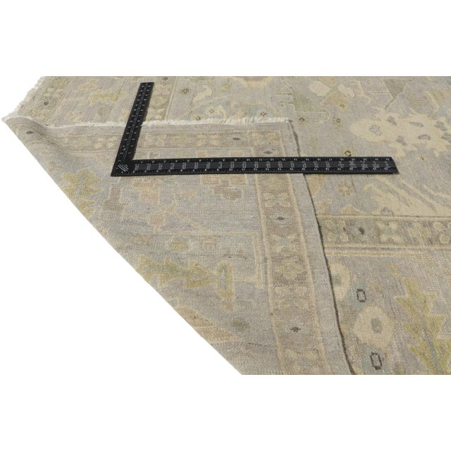 Modern Distressed Oushak Style Rug, 12'00 X 14'07 For Sale In Dallas - Image 6 of 9