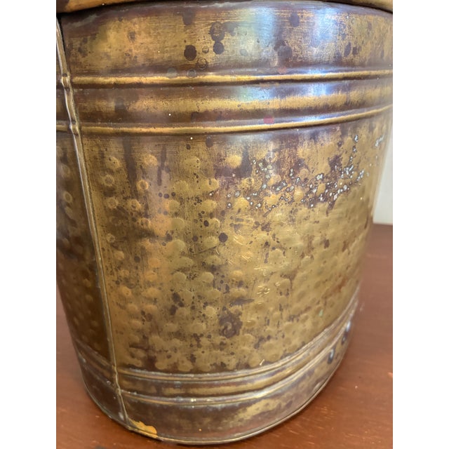 Brass Vintage Brass Oval Jardiniere Planter Cachepot With Rope Detail For Sale - Image 8 of 15